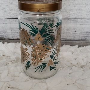 🍓Glass Christmas Canister Pine Cone 32oz cover